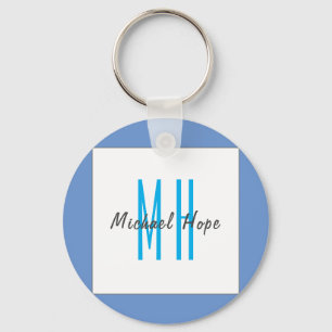 Modern Monogram Initials Professional Plain Simple Keychain