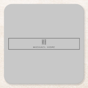 Modern Monogram Initials Professional Plain Simple Square Paper Coaster