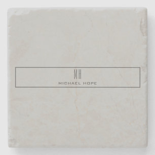 Modern Monogram Initials Professional Plain Simple Stone Coaster