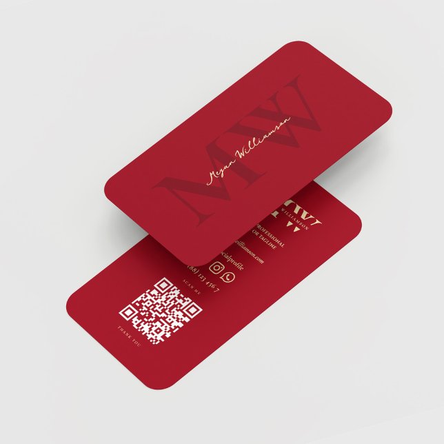 Modern Monogram Initials Professional Red Wine Business Card (Modern Monogram Initials Professional Red Wine Business Card
)