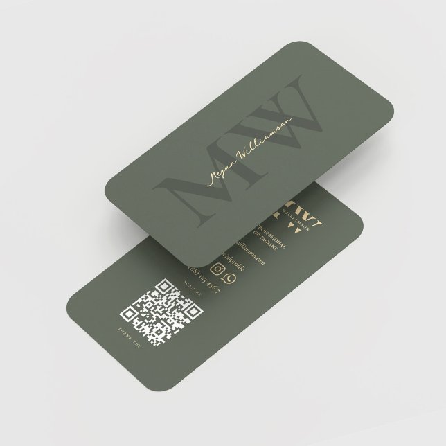Modern Monogram Initials Professional Sage Green Business Card (Modern Monogram Initials Professional Sage Green Business Card
)