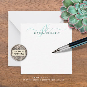 Modern Monogram Initials Turquoise Script Minimal Card