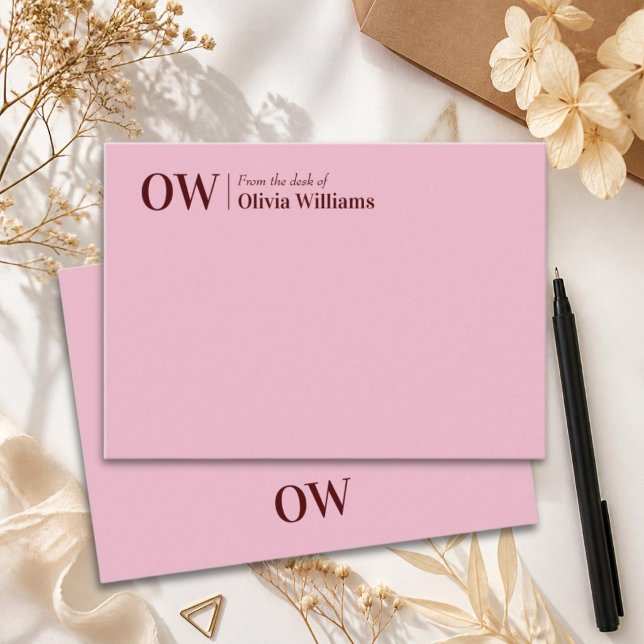 Modern monogram initials typography pink card (Creator Uploaded)