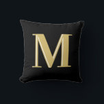 Modern monogram initials typography  throw pillow<br><div class="desc">Modern monModern monogram initials typography ogram typography gold black</div>