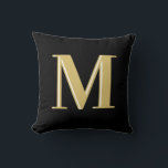 Modern monogram initials typography  throw pillow<br><div class="desc">Modern monModern monogram initials typography ogram typography gold black</div>