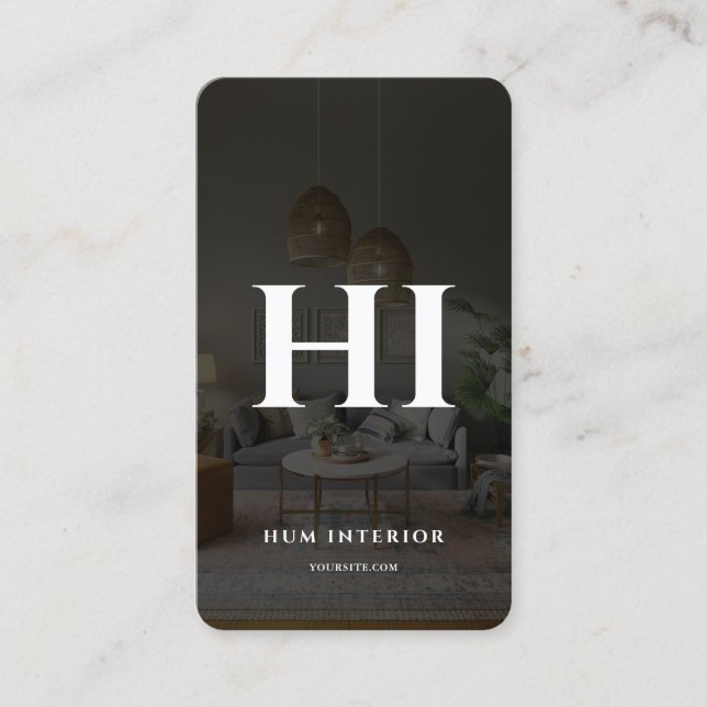 Modern Monogram Interior Designer Architecture Business Card (Front)