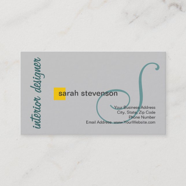 Modern Monogram Interior Designer Business Card (Front)