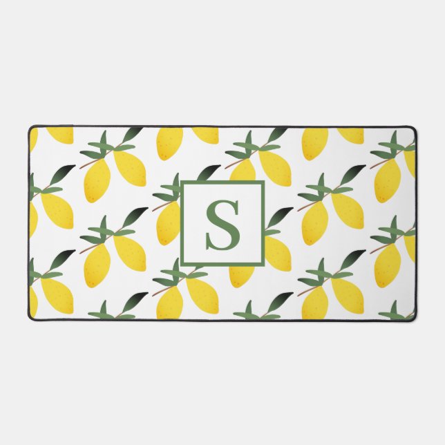 Modern Monogram Lemon Citrus   Desk Mat (Front)