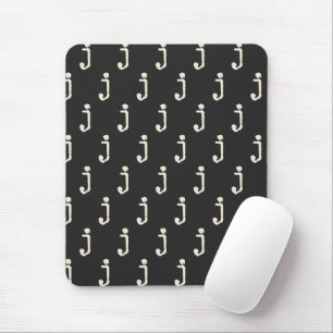 Modern Monogram Letter Typewriter Typography Black Mouse Pad