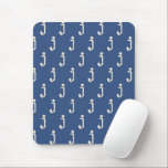 Modern Monogram Letter Typewriter Typography Blue Mouse Pad<br><div class="desc">Cute modern typewriter typography monogram pattern in blue and white.</div>