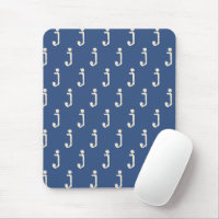 Modern Monogram Letter Typewriter Typography Blue