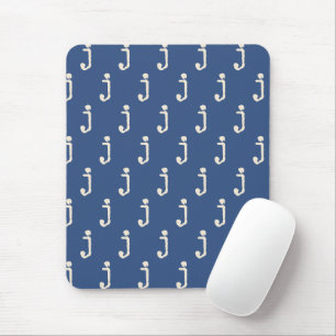 Modern Monogram Letter Typewriter Typography Blue Mouse Pad
