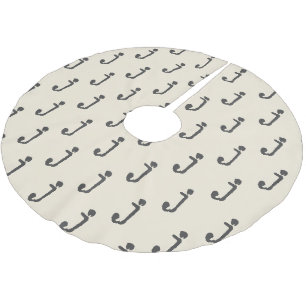Modern Monogram Letter Typewriter Typography Cream Brushed Polyester Tree Skirt