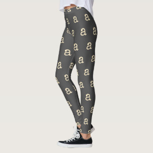 Modern Monogram Letter Typewriter Typography Grey Leggings