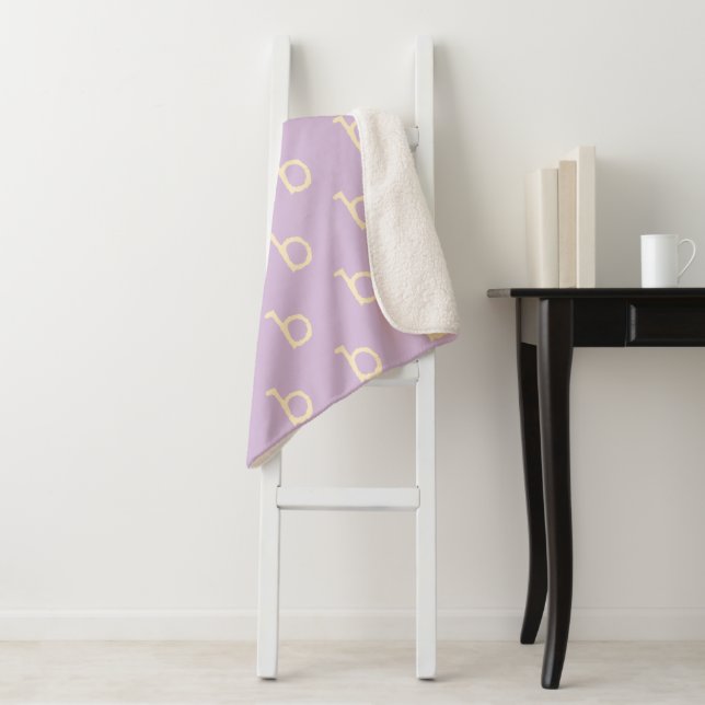 Modern Monogram Letter Typewriter Typography Lilac Sherpa Blanket (In Situ)
