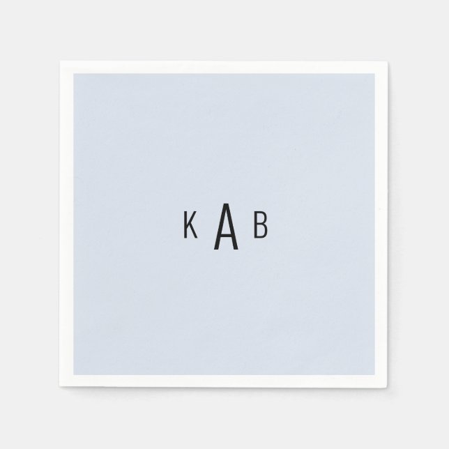 Modern Monogram Light Blue Cocktail Napkin (Front)