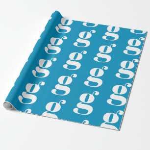 Modern monogram light blue white custom initial wrapping paper