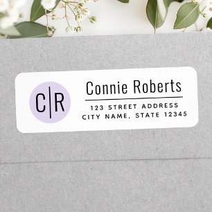 Modern monogram light purple return address