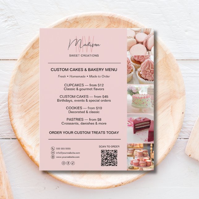 Modern Monogram Logo Bakery Menu QR Code (Modern Monogram Logo Bakery Menu QR Code Flyer)