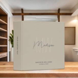 Modern Monogram Logo Beige Consultant Binder