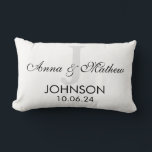 Modern Monogram Lumbar Pillow<br><div class="desc">A Modern and minimalistic design with a last name monogram and couple names with date of marriage, includes personalization .</div>