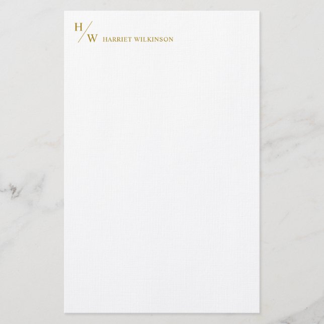 Modern Monogram Luxury Gold Personal Stationery  (Front)