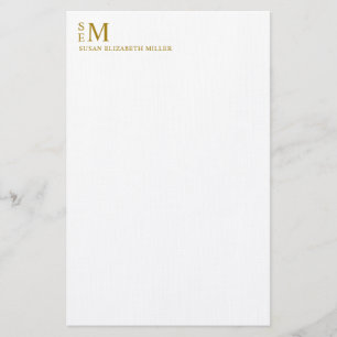 Modern Monogram Luxury Gold Personal Stationery 