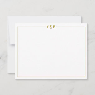 Modern Monogram Luxury Gold Personal Stationery No Card