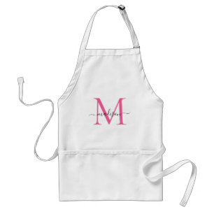 Modern Monogram Magenta Pink Script Chef Cuisine Standard Apron