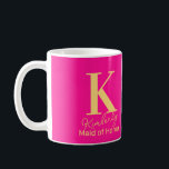 Modern Monogram Maid of Honour Hot Pink Coffee Mug<br><div class="desc">This is a modern, personalized monogram and name design for your Maid of Honour. This stylish design is in bright trending colours, hot pink and orange yellow, with stylish typography. It's perfect as a personalized gift for your Maid of Honour and ideal as a bridal party thank you gift or...</div>