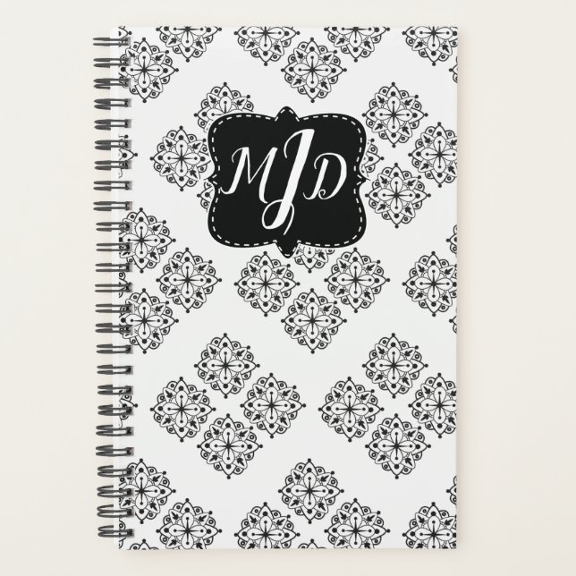 Modern Monogram Mandala Ornament Yoga Planner (Front)
