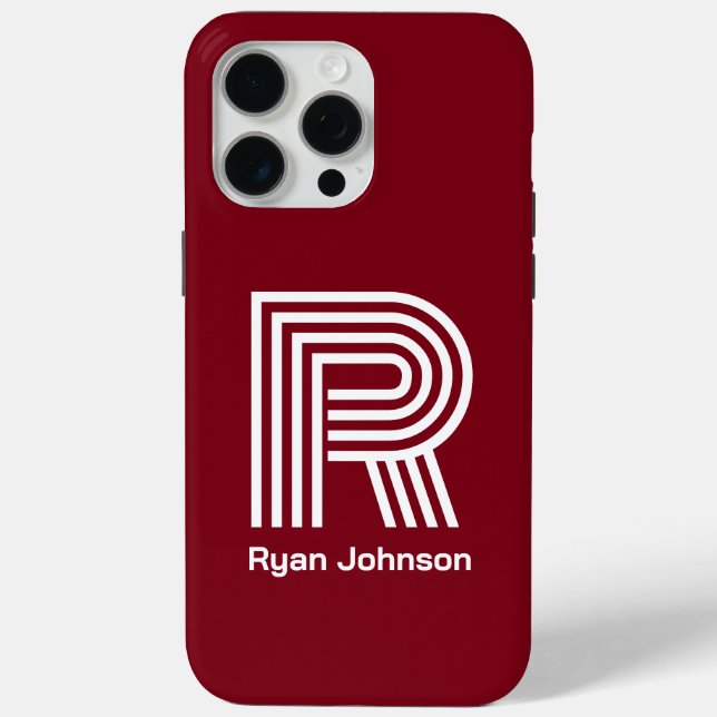 Modern Monogram Maroon  Case-Mate iPhone Case (Back)