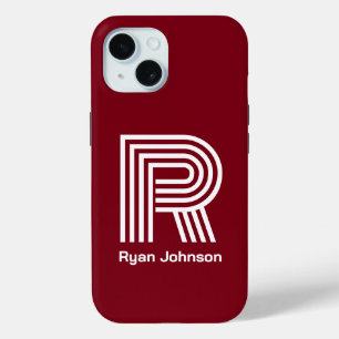 Modern Monogram Maroon  iPhone 15 Case