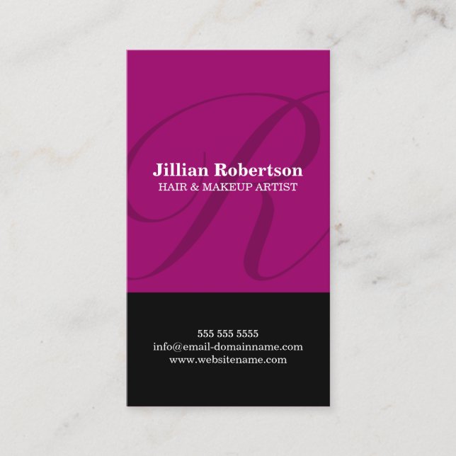 Modern Monogram Mauve Business Card (Front)