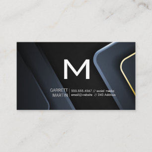 Modern Monogram   Metallic Industrial Background Business Card