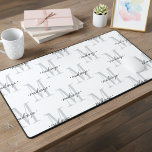 Modern Monogram Minimal Black White Desk Mat<br><div class="desc">Add a touch of modern elegance to your routine with this personalized monogram desk mat design featuring a large initial and name in script. Perfect for yourself or as a thoughtful custom gift. Created by Simply Farmhouse Press.</div>