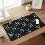Modern Monogram Minimal Black White Desk Mat<br><div class="desc">Add a touch of modern elegance to your routine with this personalized monogram black desk mat design featuring a large initial and name in script. Perfect for yourself or as a thoughtful custom gift. Created by Simply Farmhouse Press.</div>