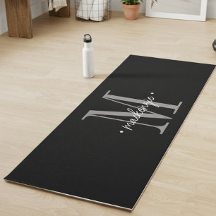 Modern Monogram Minimal Black White Yoga Mat