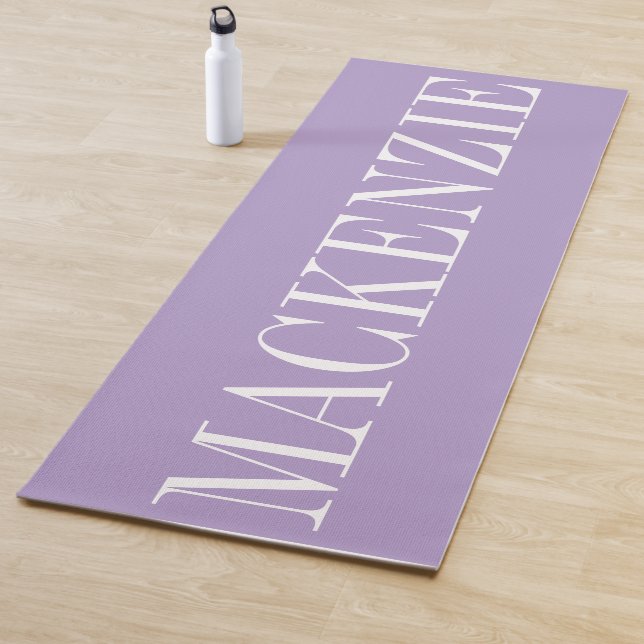 Modern Monogram Minimal Lavender White Yoga Mat (In Situ)