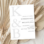 Modern Monogram Minimalist All in One Wedding Invitation<br><div class="desc">Easily personalize your wedding invitations with this editable template. Features minimal elegant typography design in black and white colour.</div>