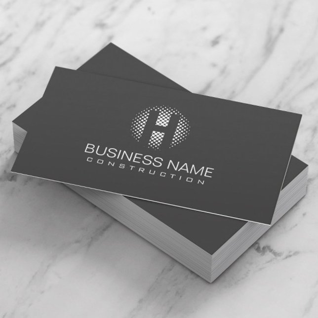 Modern Monogram Minimalist Grey Professional Business Card (Creator Uploaded)