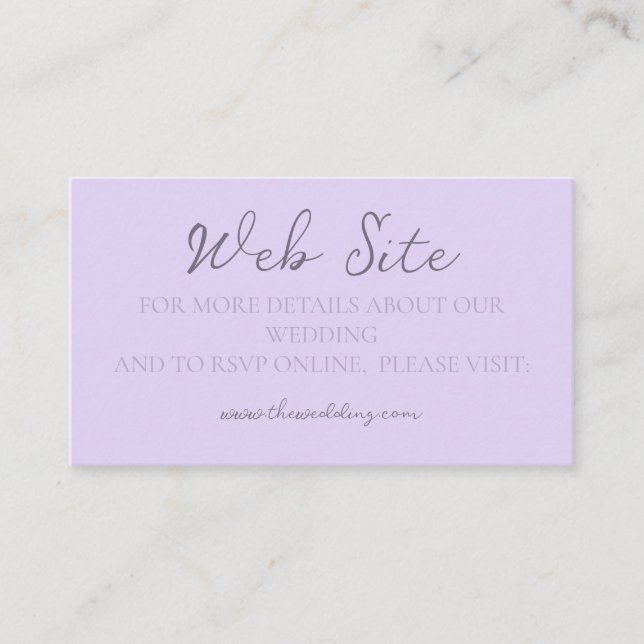 Modern Monogram Minimalist Lavender Wedding Site Enclosure Card (Front)