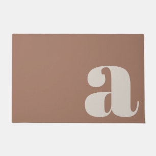Modern Monogram Minimalist Mocha Brown Entryway Doormat