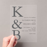 Modern Monogram Minimalist Wedding Acrylic Invitations<br><div class="desc">Easily personalize your wedding invitations with this editable template. Features minimal elegant typography design.</div>