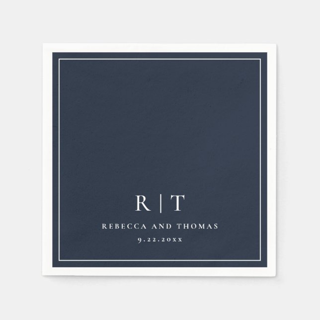 Modern Monogram Minimalist Wedding Napkin (Front)