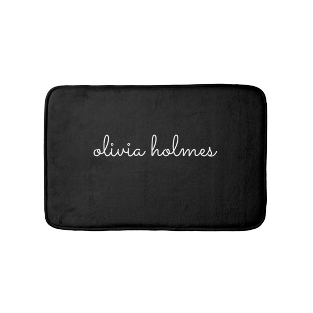 Modern monogram | Modern black text name bath rug (Front)