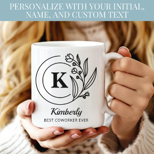 Modern Monogram Mother's Day Coworker Boss Custom Coffee Mug