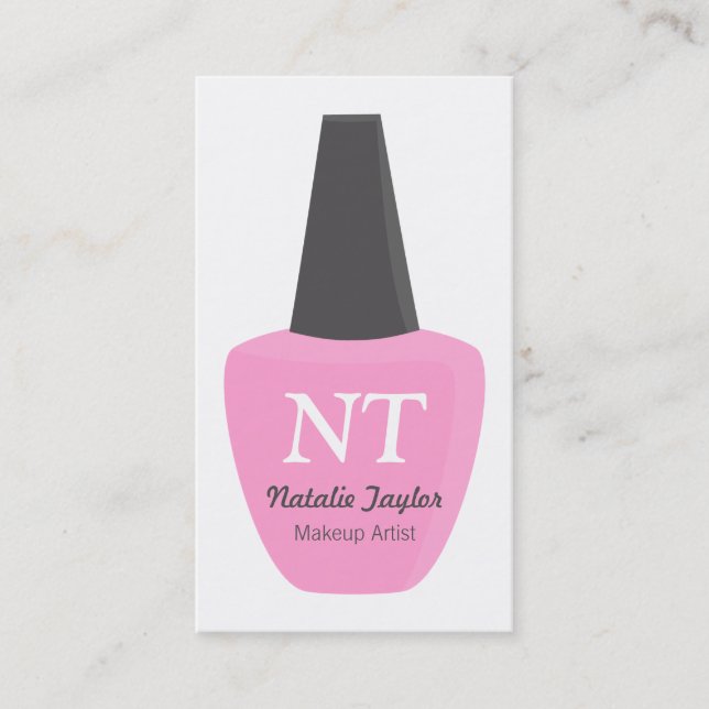 Modern Monogram Nail Polish Makeup Artist Business Card (Front)