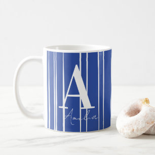 Modern Monogram Name Blue Coffee Mug