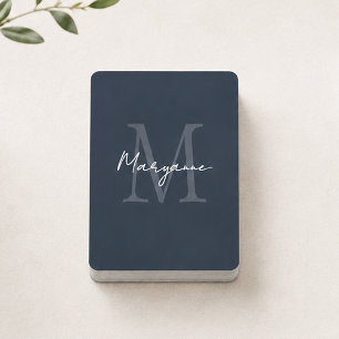 Modern Monogram Name Blue Playing Cards